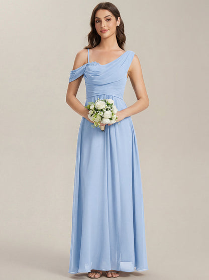 ever ERIKA|Thigh-High Slit Chiffon Dropped shoulders Bridesmaid Dress