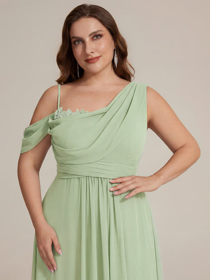ever ERIKA|Thigh-High Slit Chiffon Dropped shoulders Bridesmaid Dress