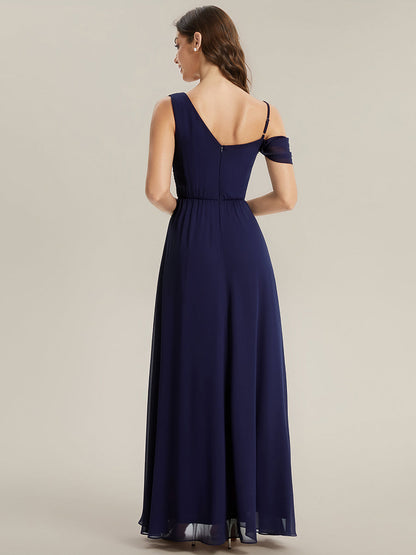 ever ERIKA|Thigh-High Slit Chiffon Dropped shoulders Bridesmaid Dress