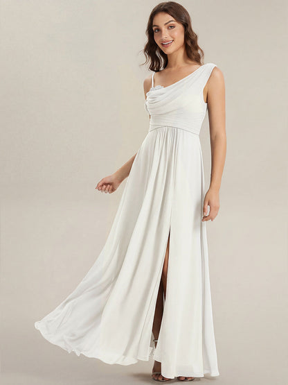 ever ERIKA|Thigh-High Slit Chiffon Dropped shoulders Bridesmaid Dress