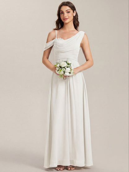 ever ERIKA|Thigh-High Slit Chiffon Dropped shoulders Bridesmaid Dress
