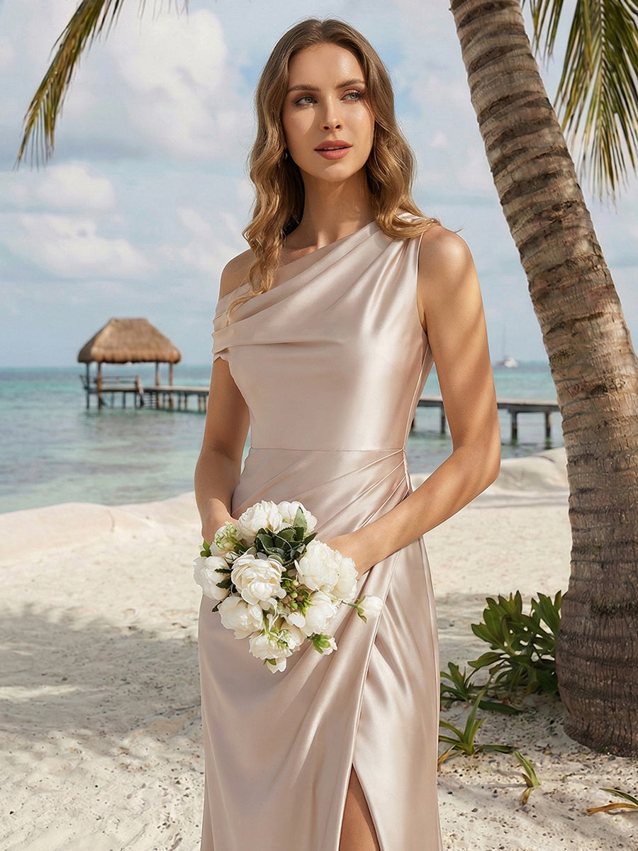 ever OPAL|Satin Drop Shoulder Sleeve Bridesmaid Dress