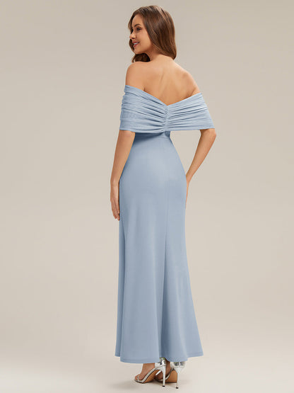 Bow Detail Knit Drop Shoulder Sleeve Bridesmaid Dress