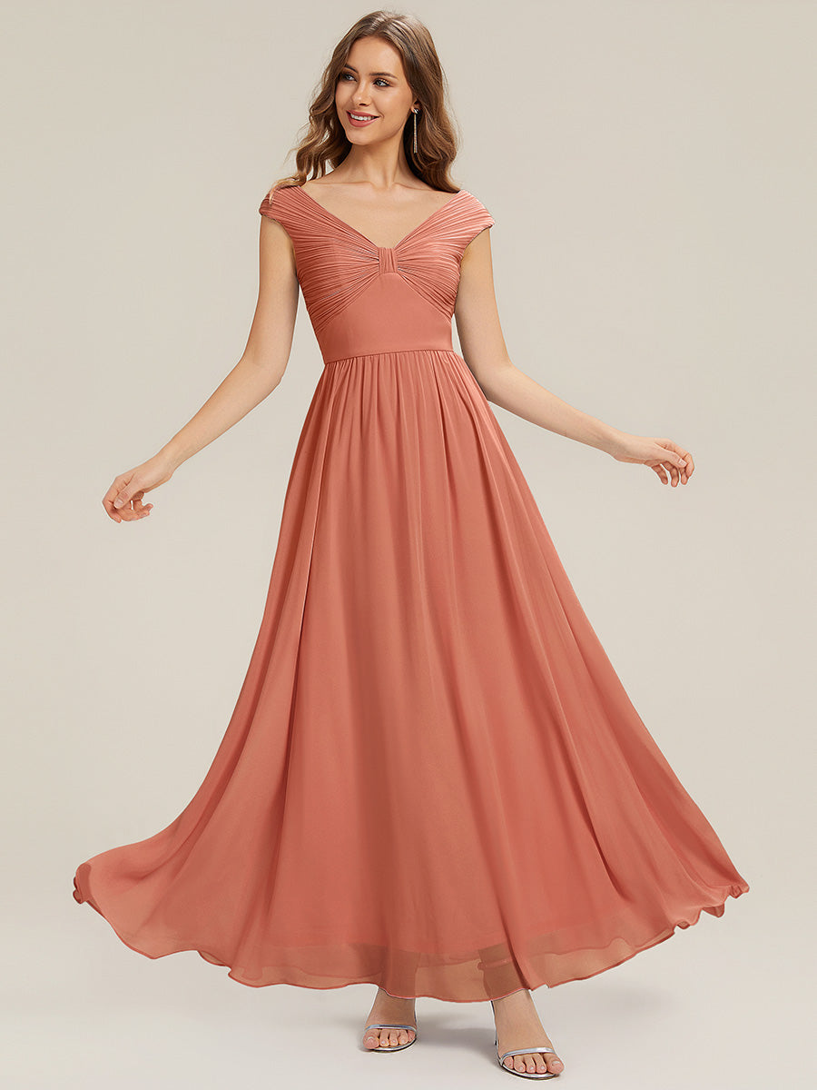 ever NEMI|Pleated Chiffon Cap Sleeve Bridesmaid Dress
