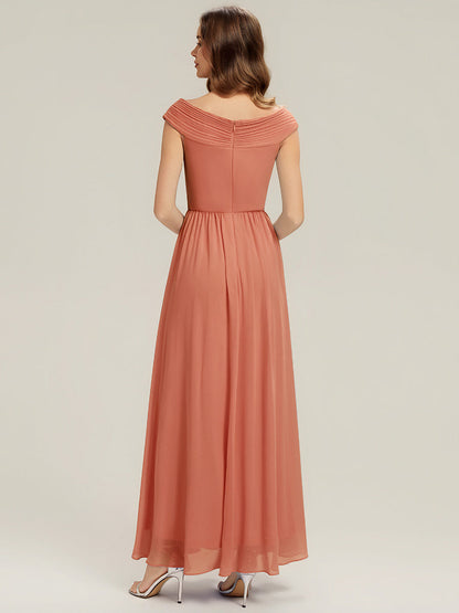 ever NEMI|Pleated Chiffon Cap Sleeve Bridesmaid Dress