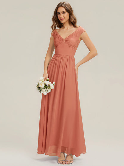 ever NEMI|Pleated Chiffon Cap Sleeve Bridesmaid Dress