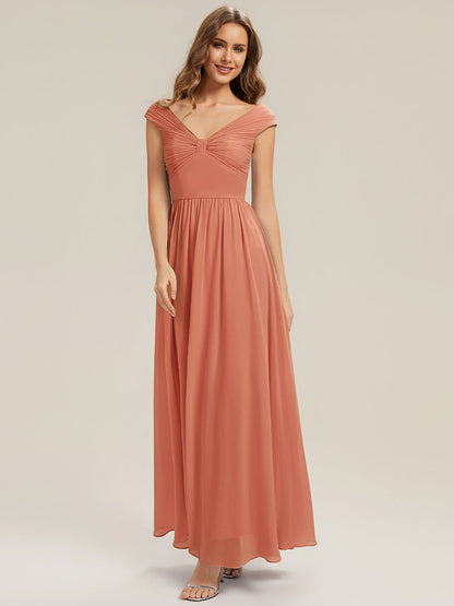 ever NEMI|Pleated Chiffon Cap Sleeve Bridesmaid Dress