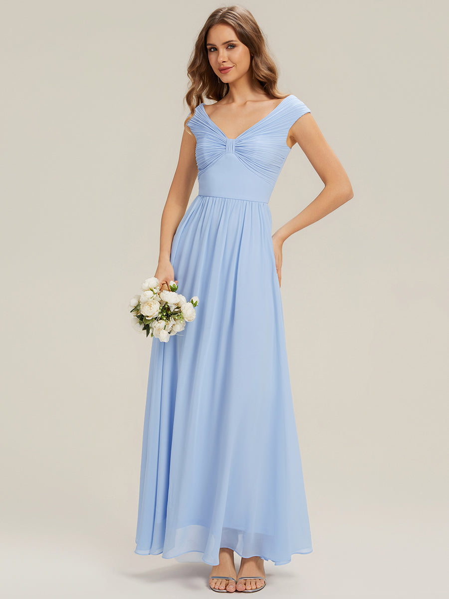 ever NEMI|Pleated Chiffon Cap Sleeve Bridesmaid Dress
