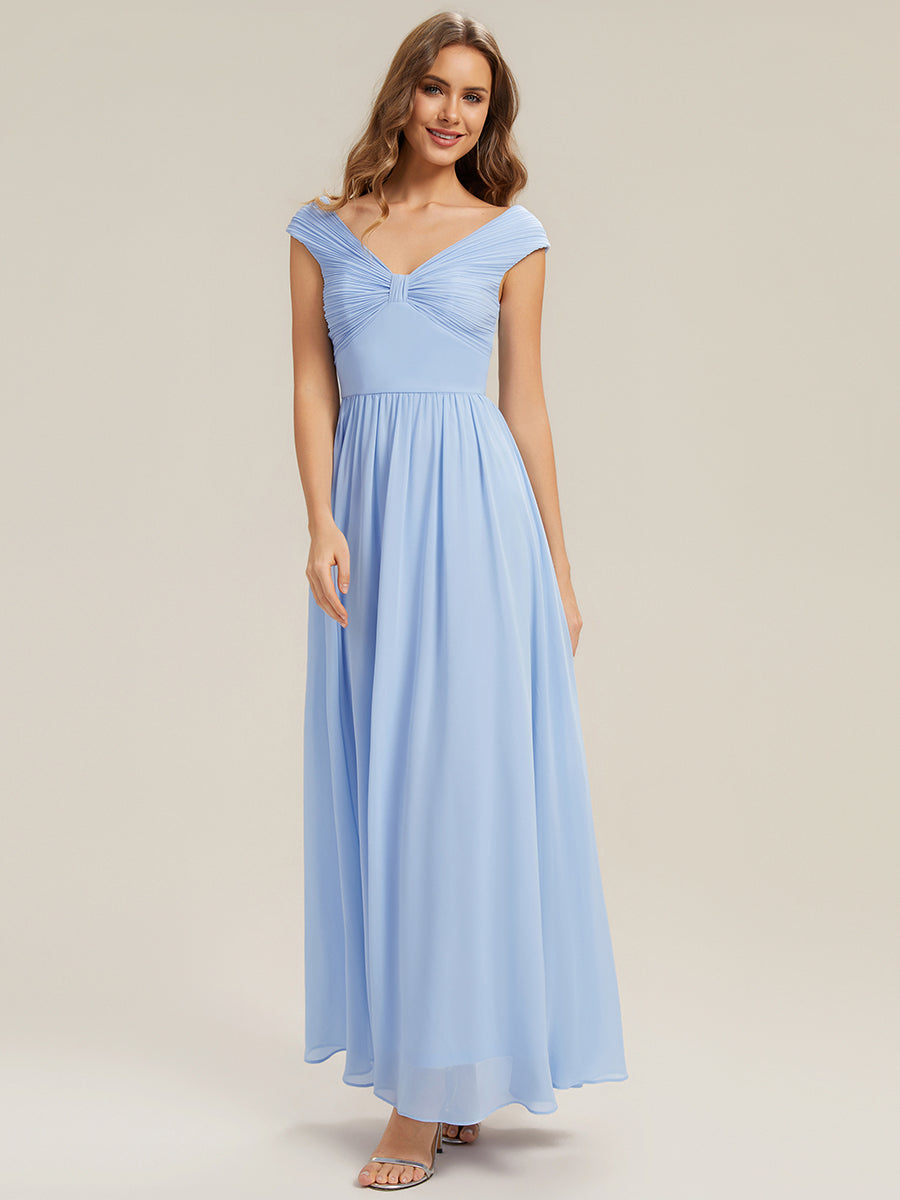 ever NEMI|Pleated Chiffon Cap Sleeve Bridesmaid Dress
