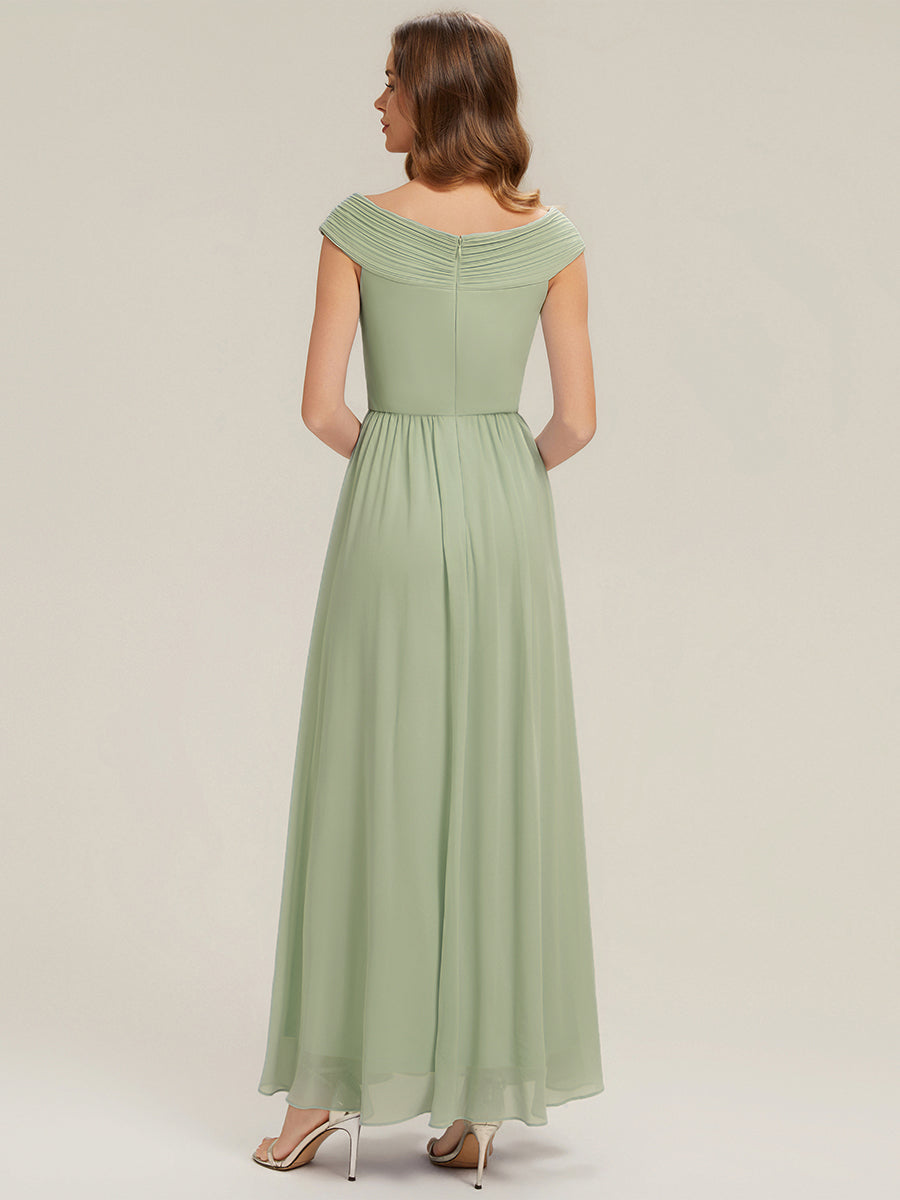 ever NEMI|Pleated Chiffon Cap Sleeve Bridesmaid Dress