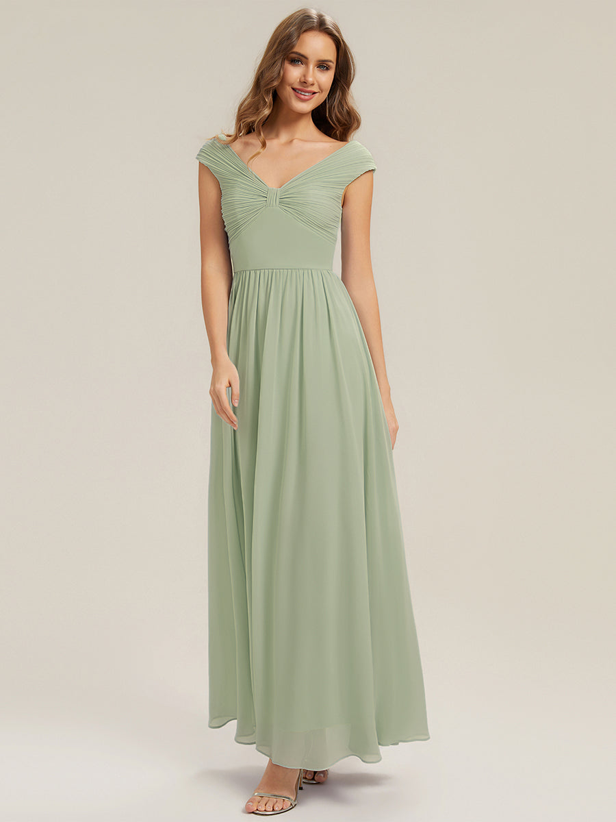 ever NEMI|Pleated Chiffon Cap Sleeve Bridesmaid Dress