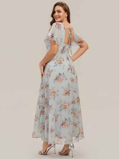 ever AVIEL|Ruched Chiffon Ruffle Sleeve Bridesmaid Dress