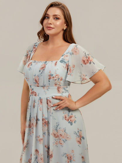 ever AVIEL|Ruched Chiffon Ruffle Sleeve Bridesmaid Dress