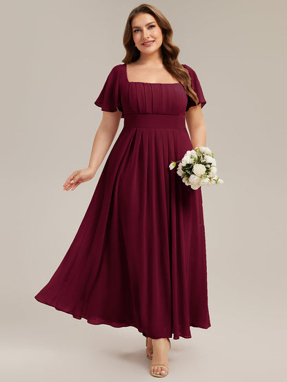 ever AVIEL|Ruched Chiffon Ruffle Sleeve Bridesmaid Dress