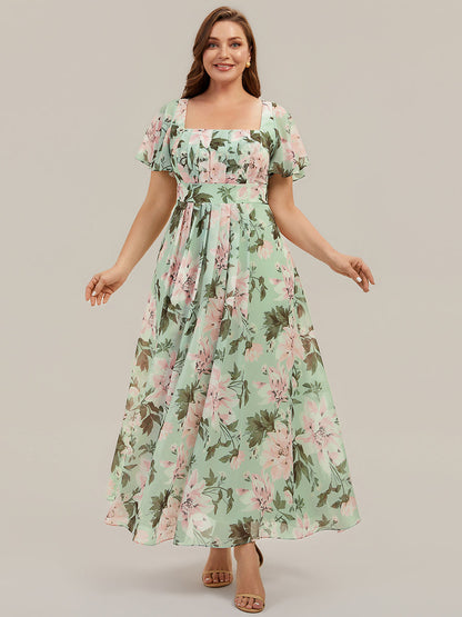 ever AVIEL|Ruched Chiffon Ruffle Sleeve Bridesmaid Dress