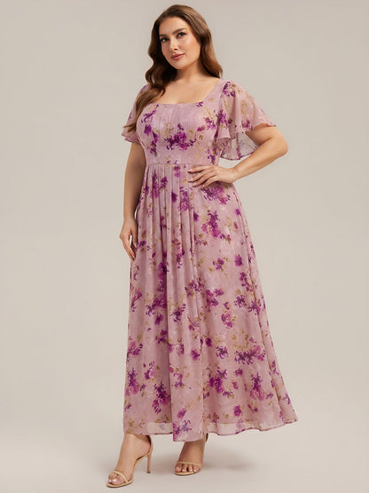 ever AVIEL|Ruched Chiffon Ruffle Sleeve Bridesmaid Dress