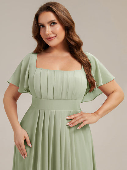 ever AVIEL|Ruched Chiffon Ruffle Sleeve Bridesmaid Dress