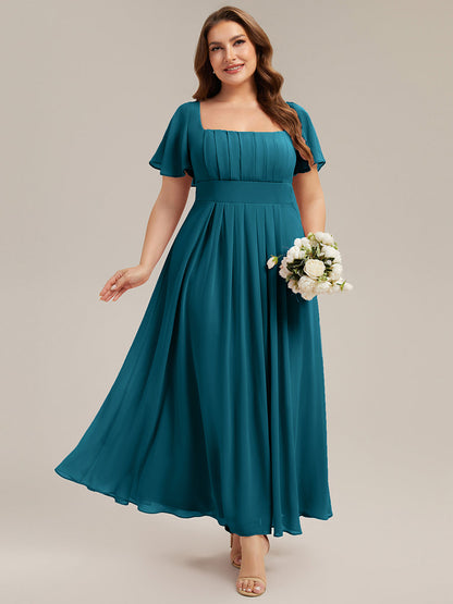 ever AVIEL|Ruched Chiffon Ruffle Sleeve Bridesmaid Dress