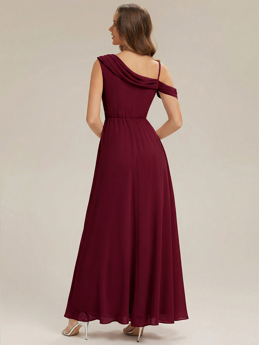 Side Slit Chiffon Sleeveless Bridesmaid Dress