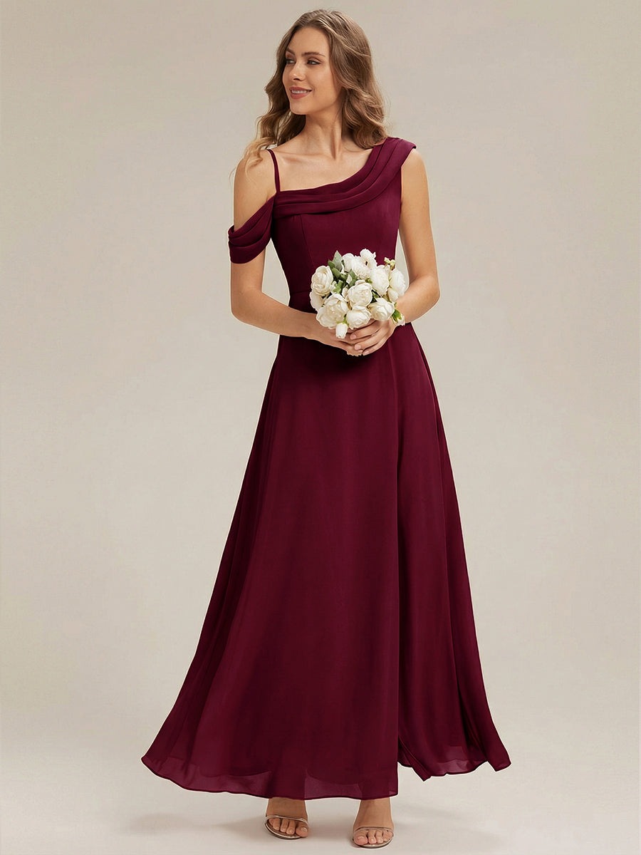 Side Slit Chiffon Sleeveless Bridesmaid Dress
