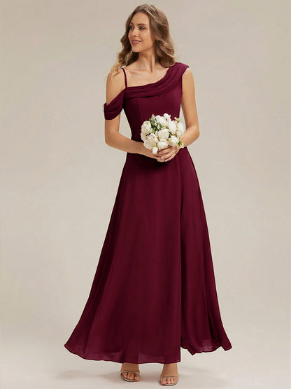 Side Slit Chiffon Sleeveless Bridesmaid Dress