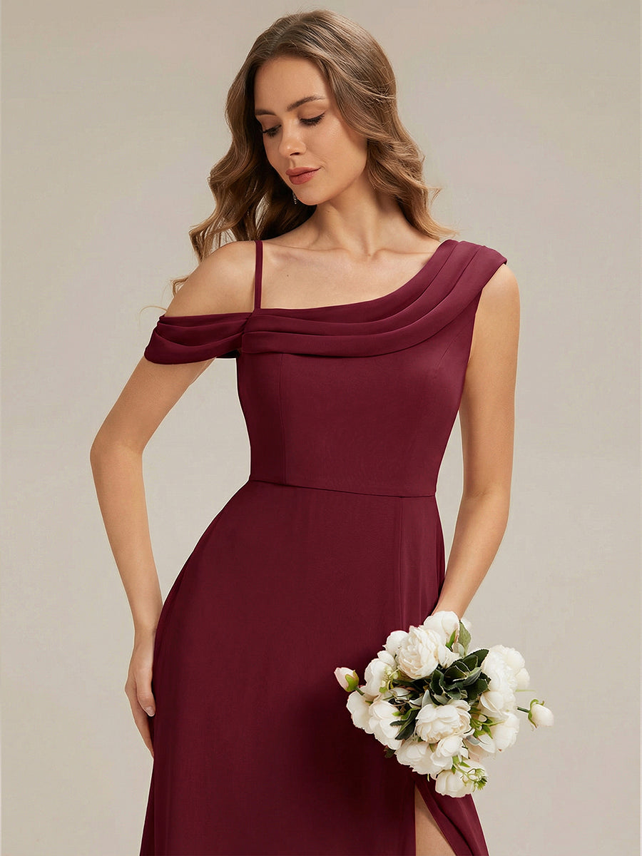 Side Slit Chiffon Sleeveless Bridesmaid Dress
