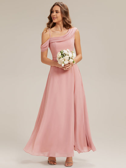 Side Slit Chiffon Sleeveless Bridesmaid Dress