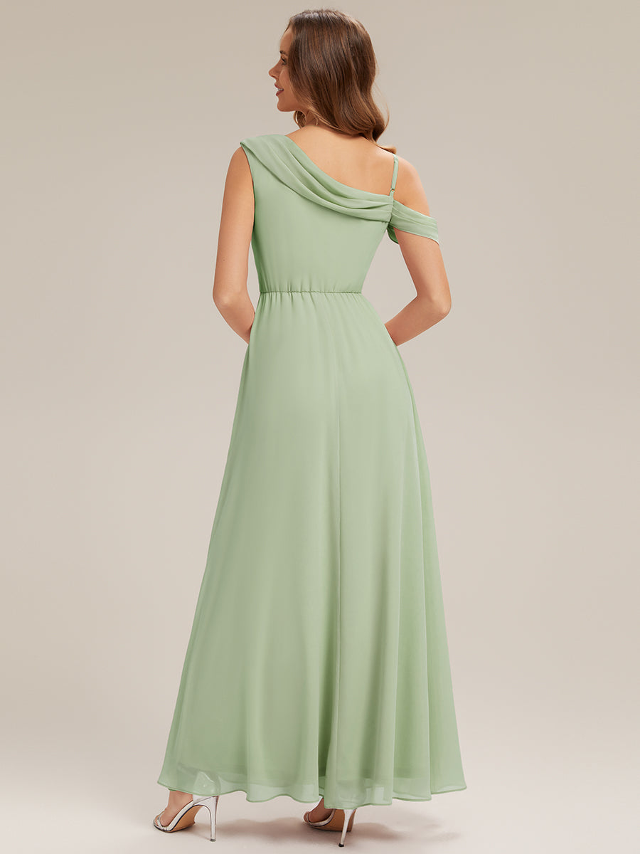 Side Slit Chiffon Sleeveless Bridesmaid Dress