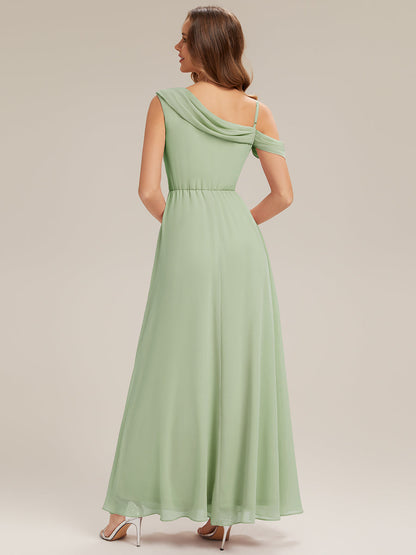Side Slit Chiffon Sleeveless Bridesmaid Dress