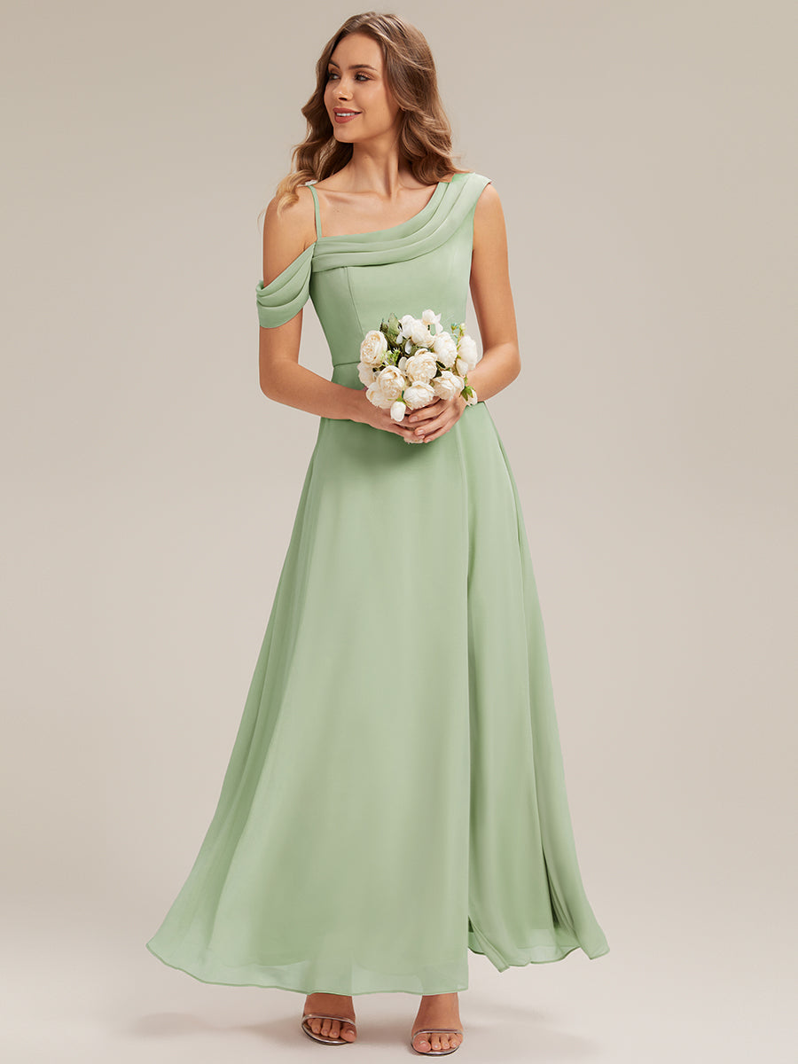 Side Slit Chiffon Sleeveless Bridesmaid Dress