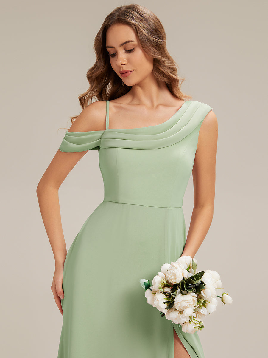 Side Slit Chiffon Sleeveless Bridesmaid Dress