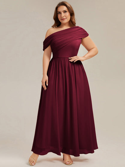 Gathered Chiffon Off the Shoulder Bridesmaid Dress