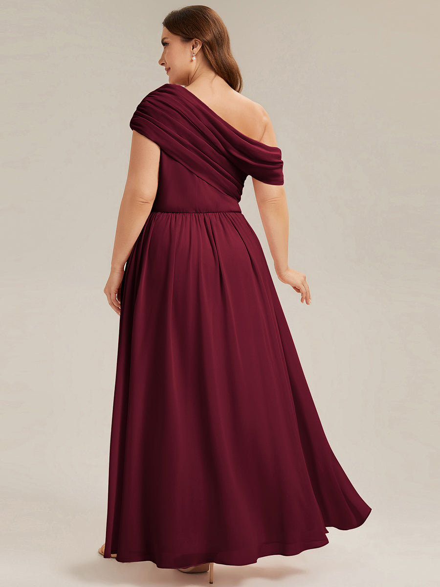 Gathered Chiffon Off the Shoulder Bridesmaid Dress