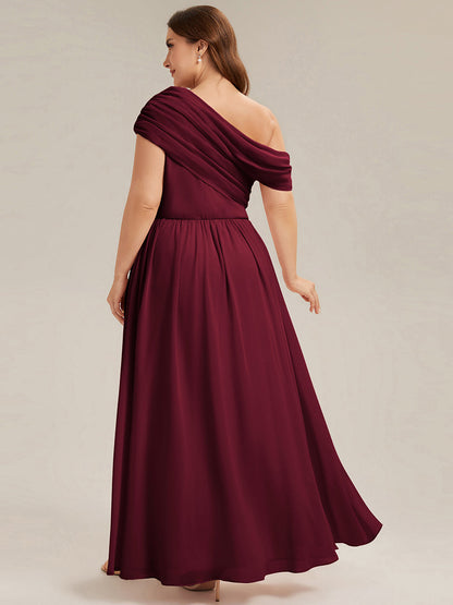 Plus Size Gathered Chiffon Bridesmaid Dress