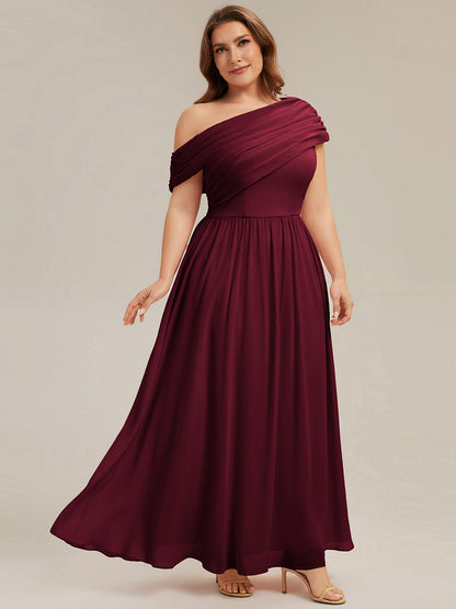 Plus Size Gathered Chiffon Bridesmaid Dress