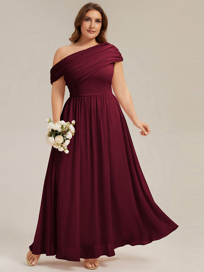 Gathered Chiffon Off the Shoulder Bridesmaid Dress
