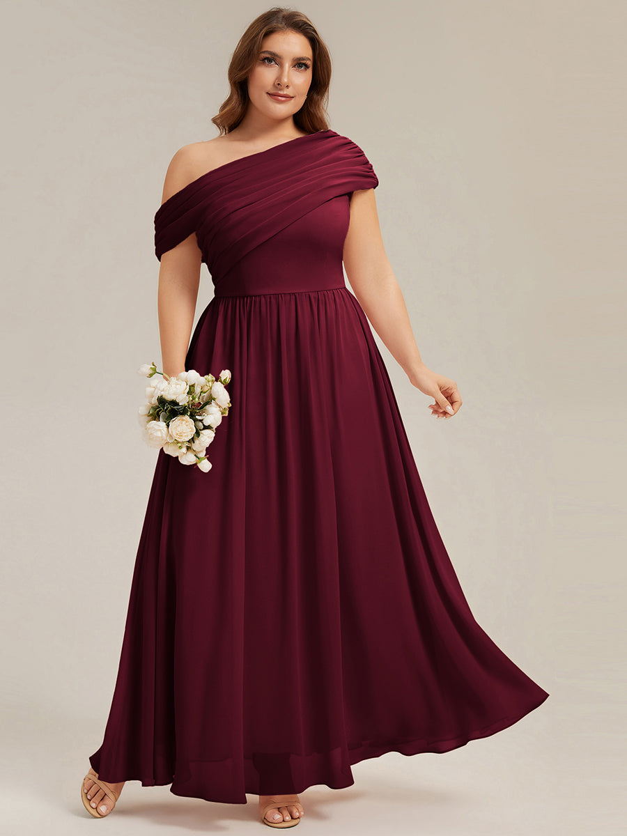 Plus Size Gathered Chiffon Bridesmaid Dress