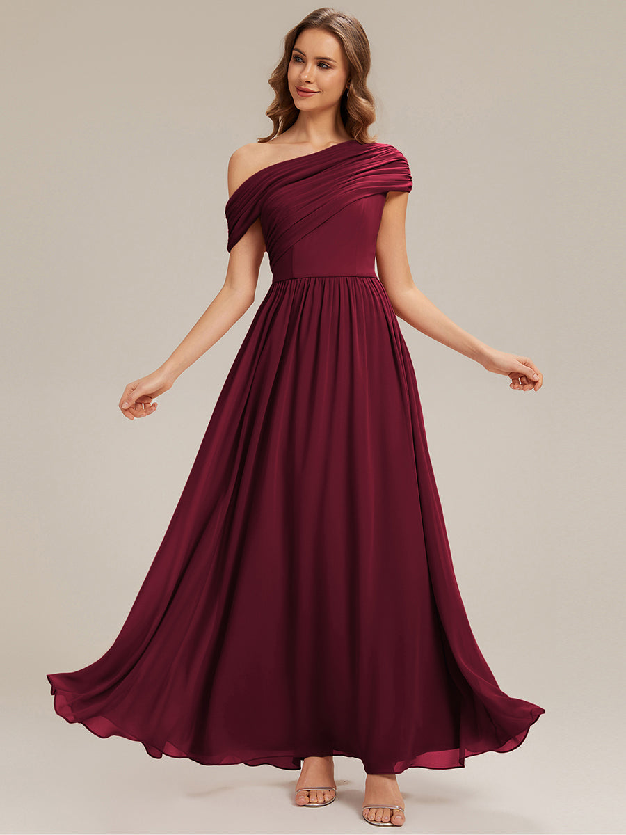 Gathered Chiffon Off the Shoulder Bridesmaid Dress