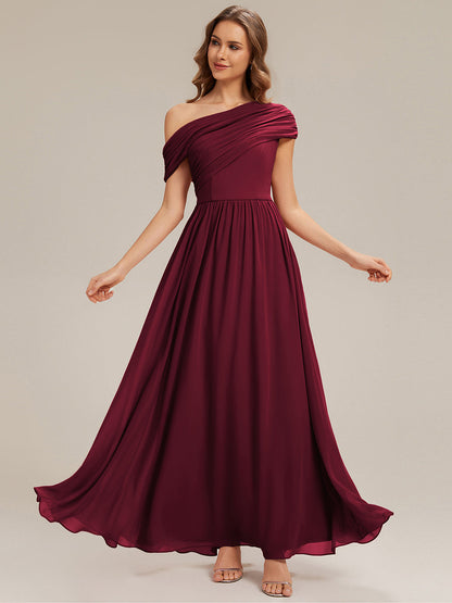 Gathered Chiffon Off the Shoulder Bridesmaid Dress