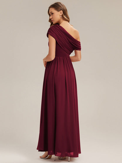 Gathered Chiffon Off the Shoulder Bridesmaid Dress