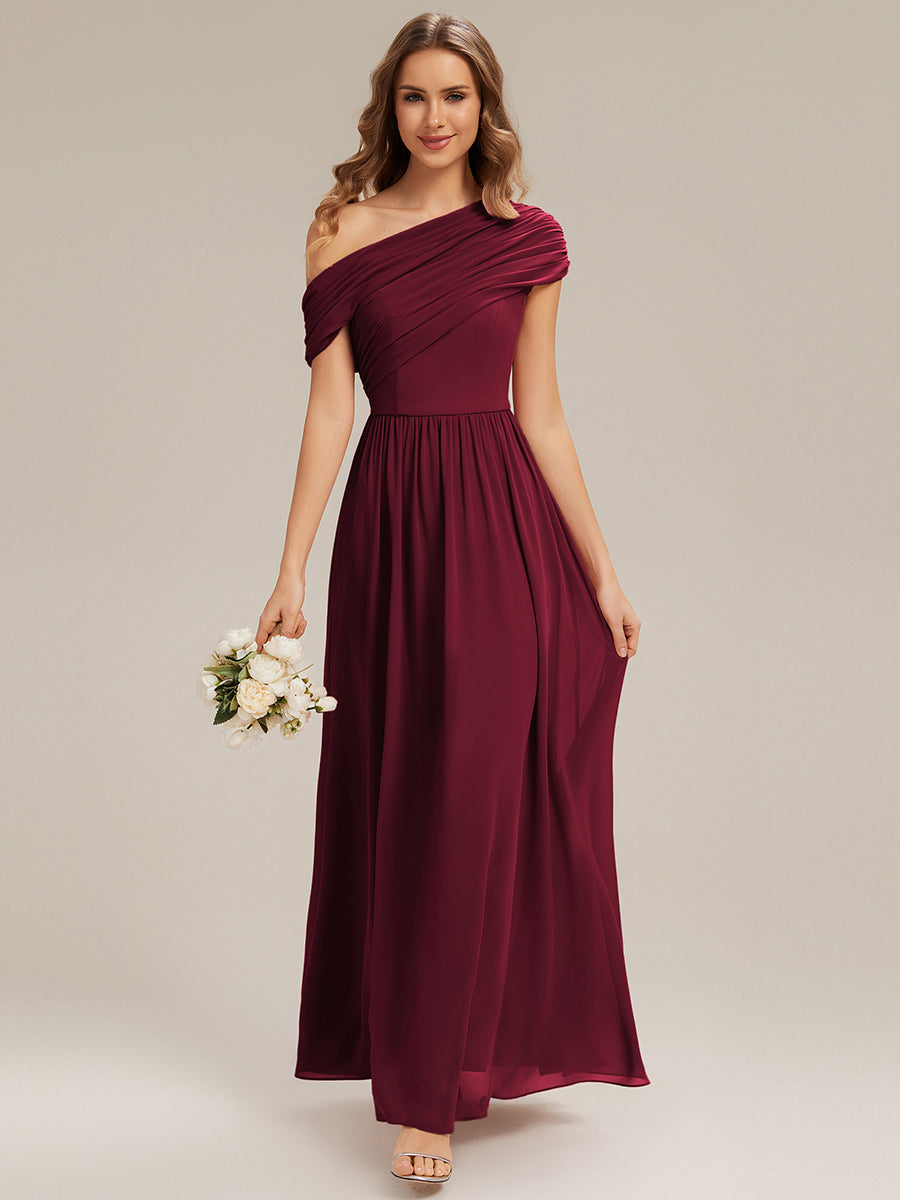 Gathered Chiffon Off the Shoulder Bridesmaid Dress