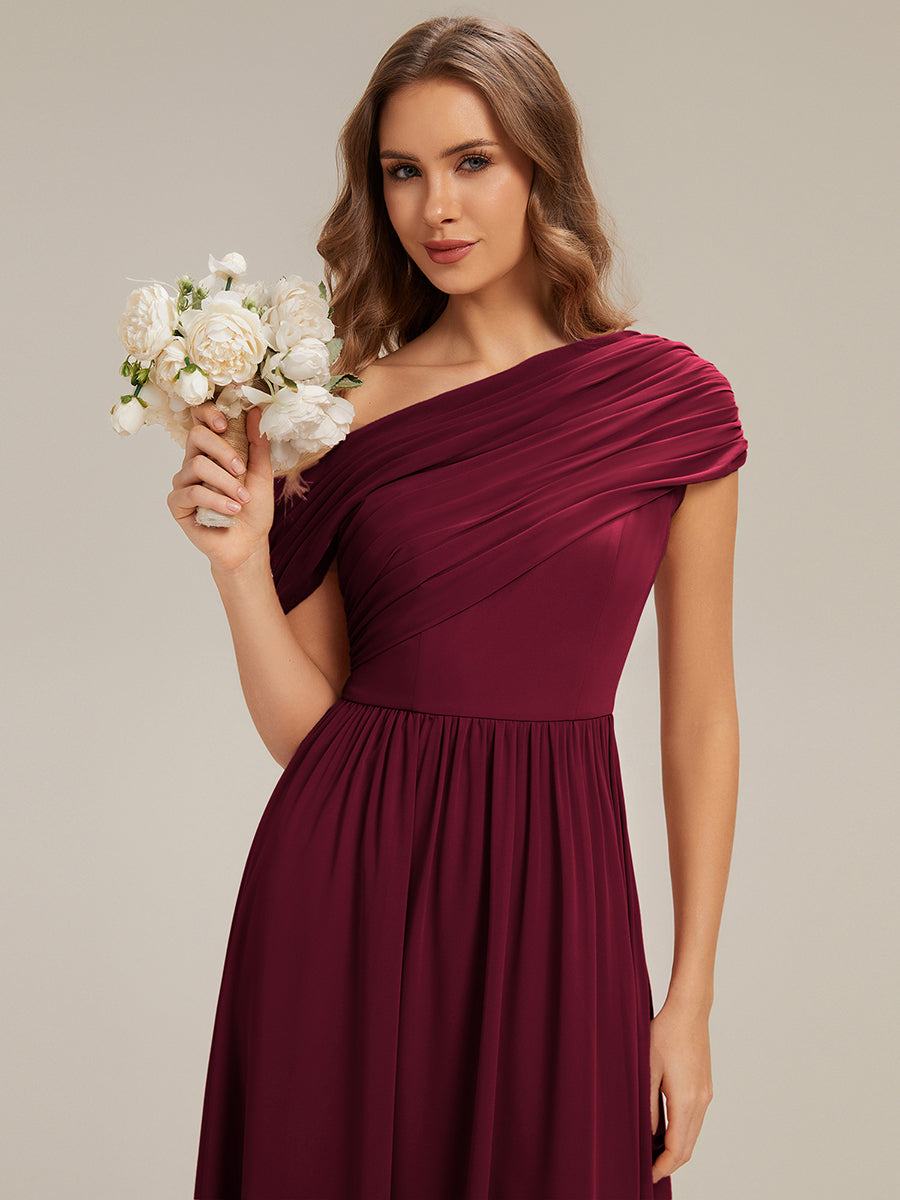 Gathered Chiffon Off the Shoulder Bridesmaid Dress