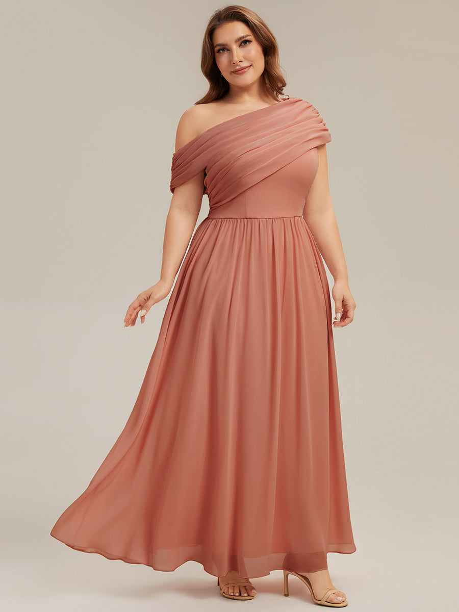 Gathered Chiffon Off the Shoulder Bridesmaid Dress