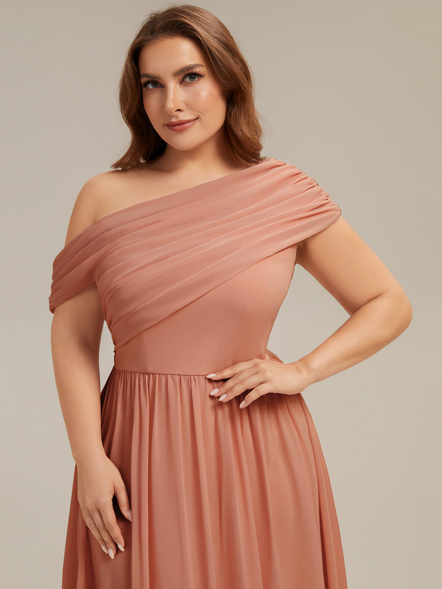 Plus Size Gathered Chiffon Bridesmaid Dress
