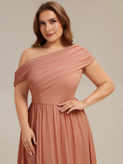 Plus Size Gathered Chiffon Bridesmaid Dress