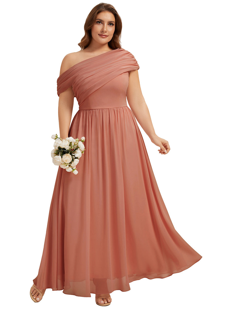 Plus Size Gathered Chiffon Bridesmaid Dress