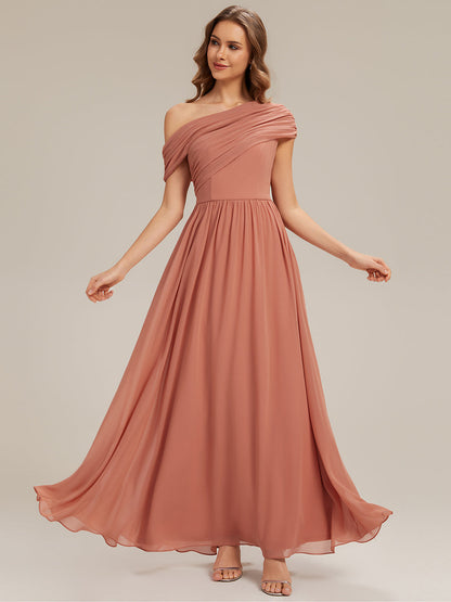 Gathered Chiffon Off the Shoulder Bridesmaid Dress