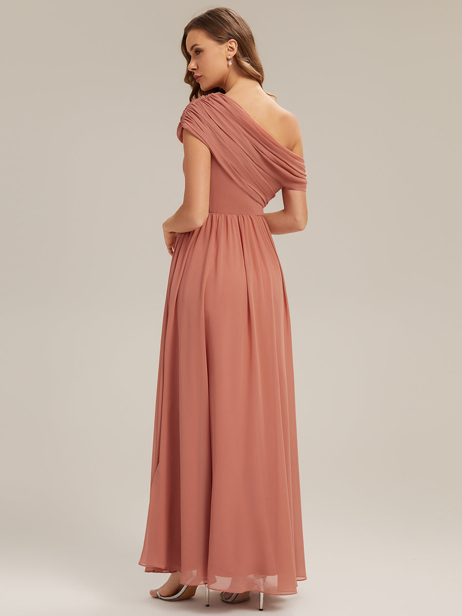 Gathered Chiffon Off the Shoulder Bridesmaid Dress