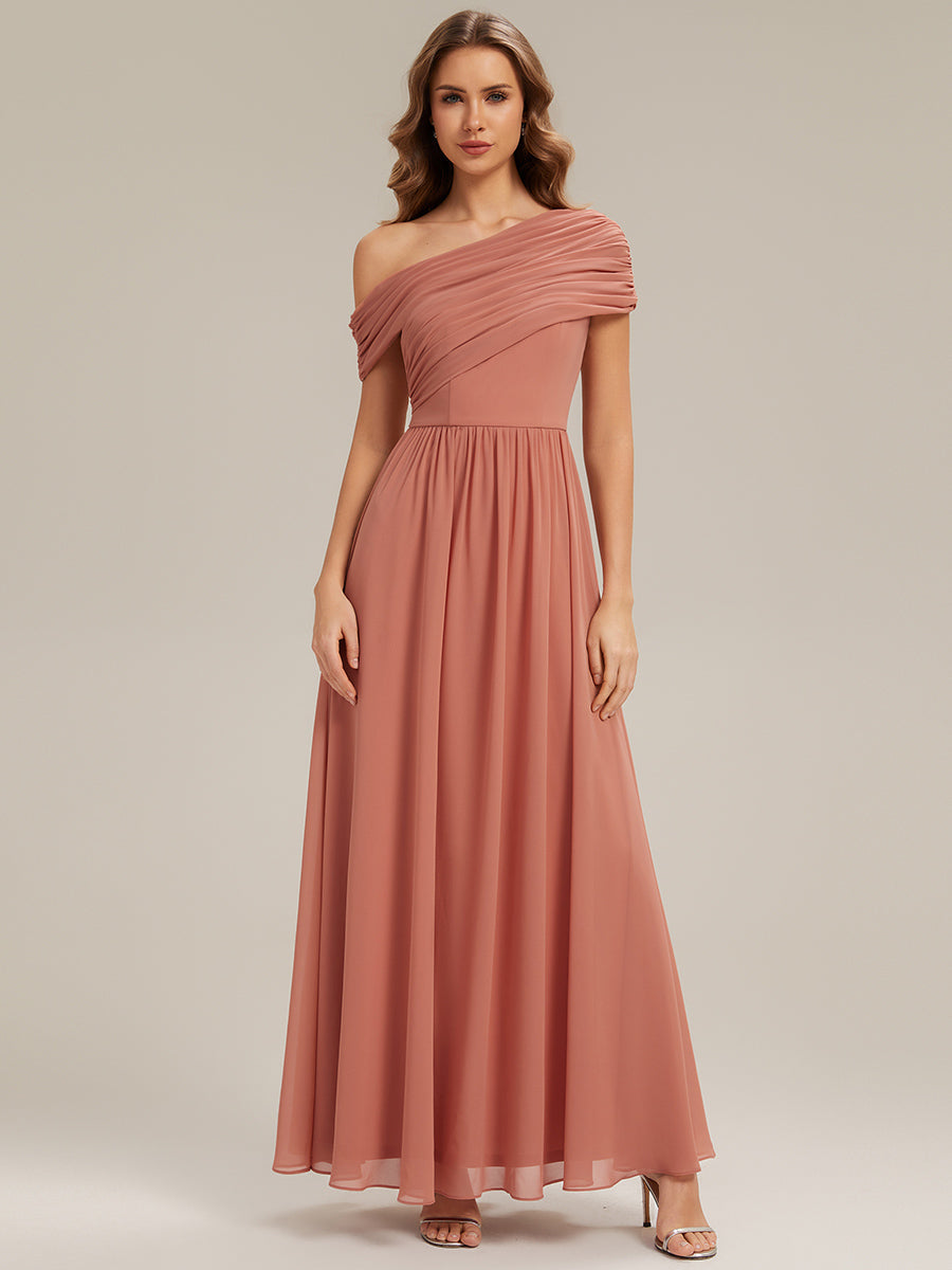 Gathered Chiffon Off the Shoulder Bridesmaid Dress