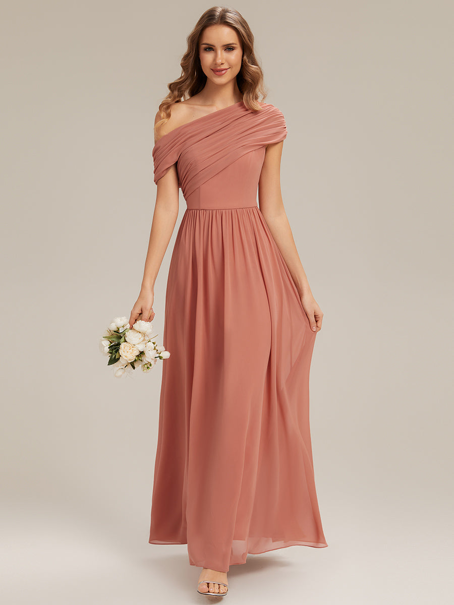 Gathered Chiffon Off the Shoulder Bridesmaid Dress